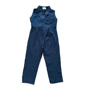 Jeune Otte Black Tuxedo Jumpsuit XS Sleeveless Cropped Leg One Button